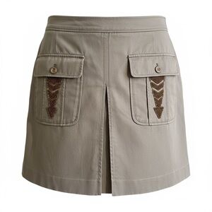 HUGO Hugo Boss Khaki Utility Mini Skirt Beaded Detail US 6